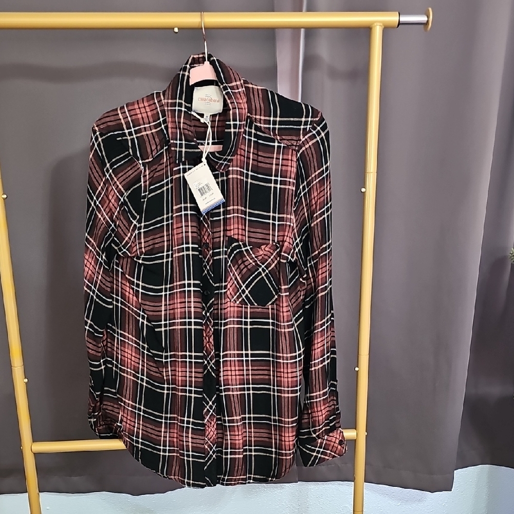 Plaid Men's Shirt - Black and Red